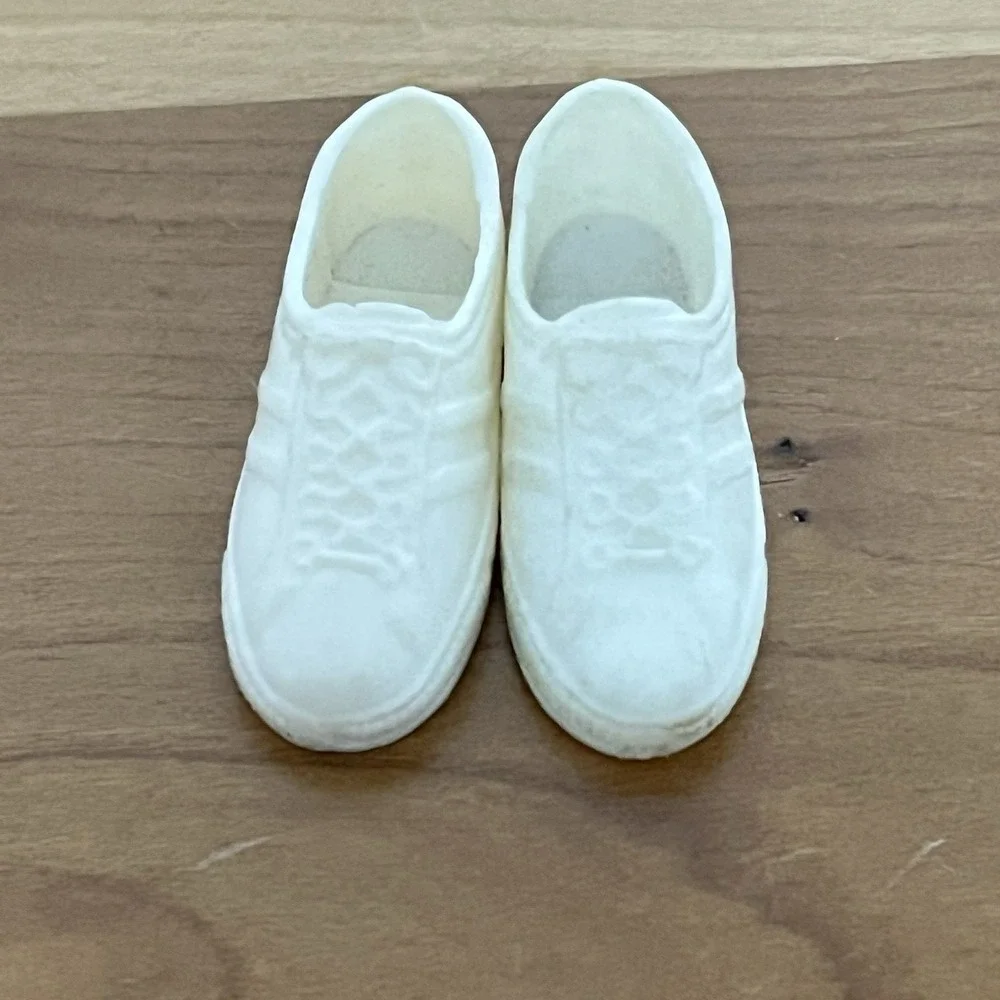 VINTAGE Ken Doll White Tennis Shoes Trainers/Sneakers Faux Lace 1980's